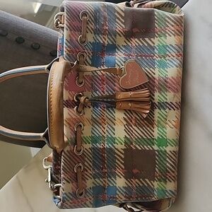 Vintage Dooney & Bourke Y2K Madras Plaid Tasselled Handbag  Charm&Shoulder Strap